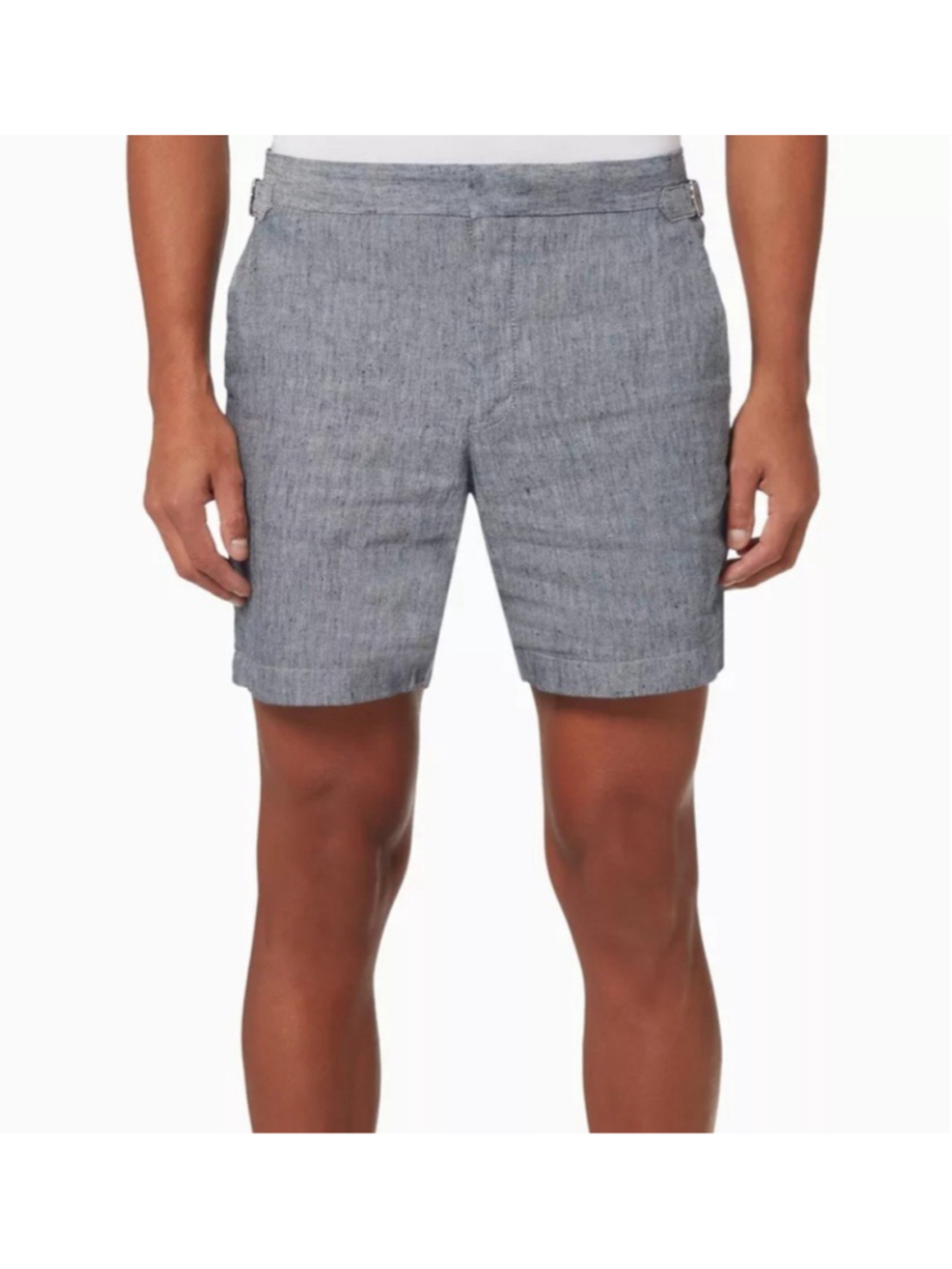 Michael Kors Men's Gray Adjustable Waist Linen Blend Chino Shorts 38 Inseam 7